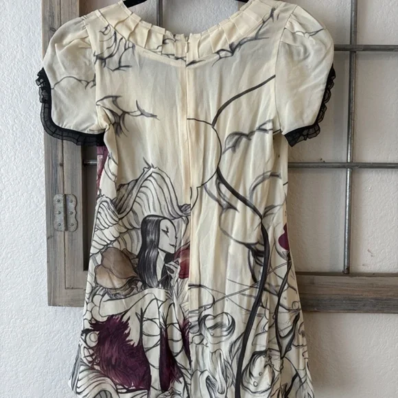 Iconic vintage! Prada Fairy Print James Jean 2008 Silk Blouse 38